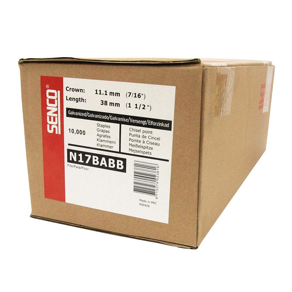 SENCO N Series Staples Electro Galvanised - 38mm Box of 10000 N17BAB