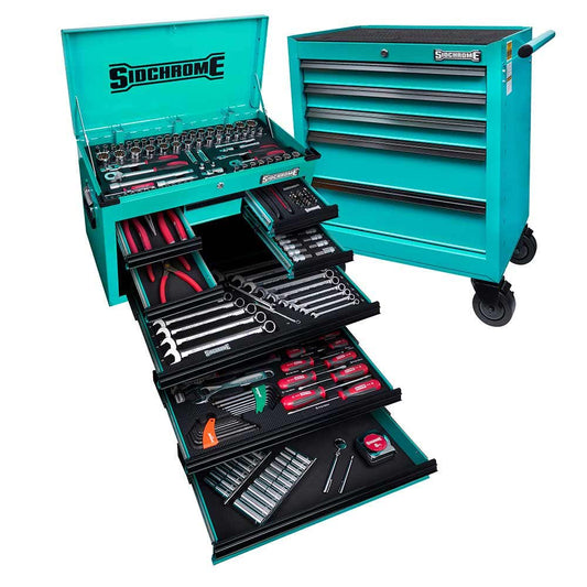 SIDCHROME 13 Drawer Teal Metallic Hyper Colour Series Met AF Tool Kit - 204 Piece SCMT10160HT