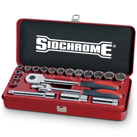 SIDCHROME 1 2inchSD Metric 20 Pce 8-22mm Socket Set SCMT14208