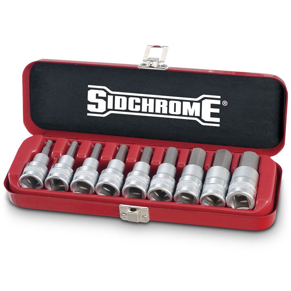 SIDCHROME 1 2inch SD AF 9 Pce 3 16inch-5 8inch Inhex Socket Set SCMT14465