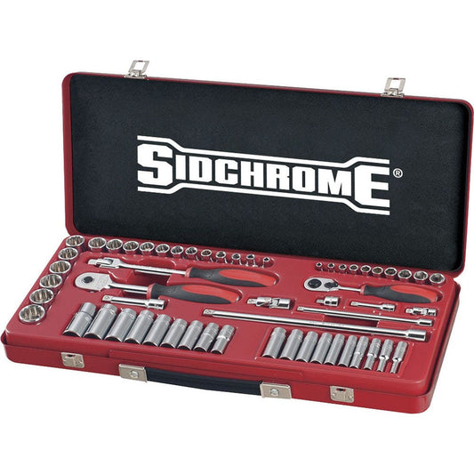 SIDCHROME 1 4inch and 3 8inch SD Socket Set 57Pce SCMT19230