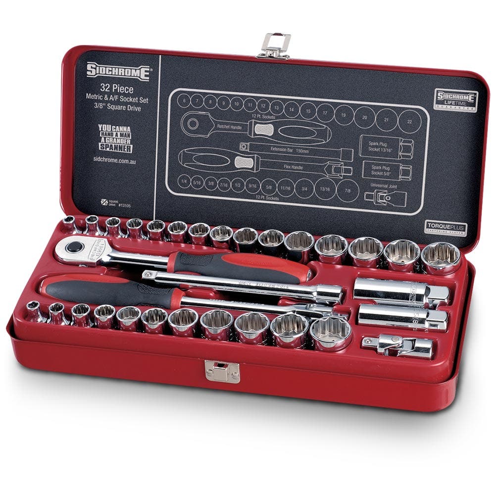 SIDCHROME 32 Piece AF Metric Socket Set SCMT13105
