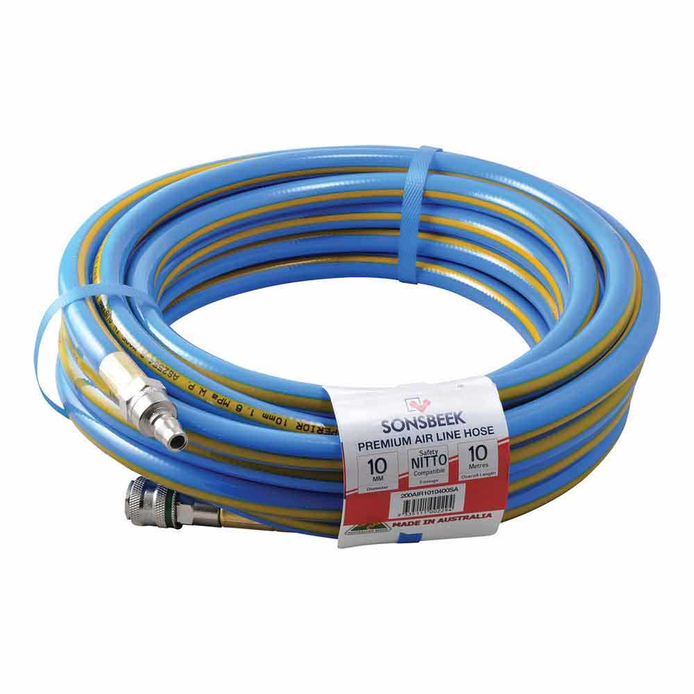 SONSBEEK Air Hose 10mm x 10m Nitto Style and Safety Adaptor 200AIR1010400SA