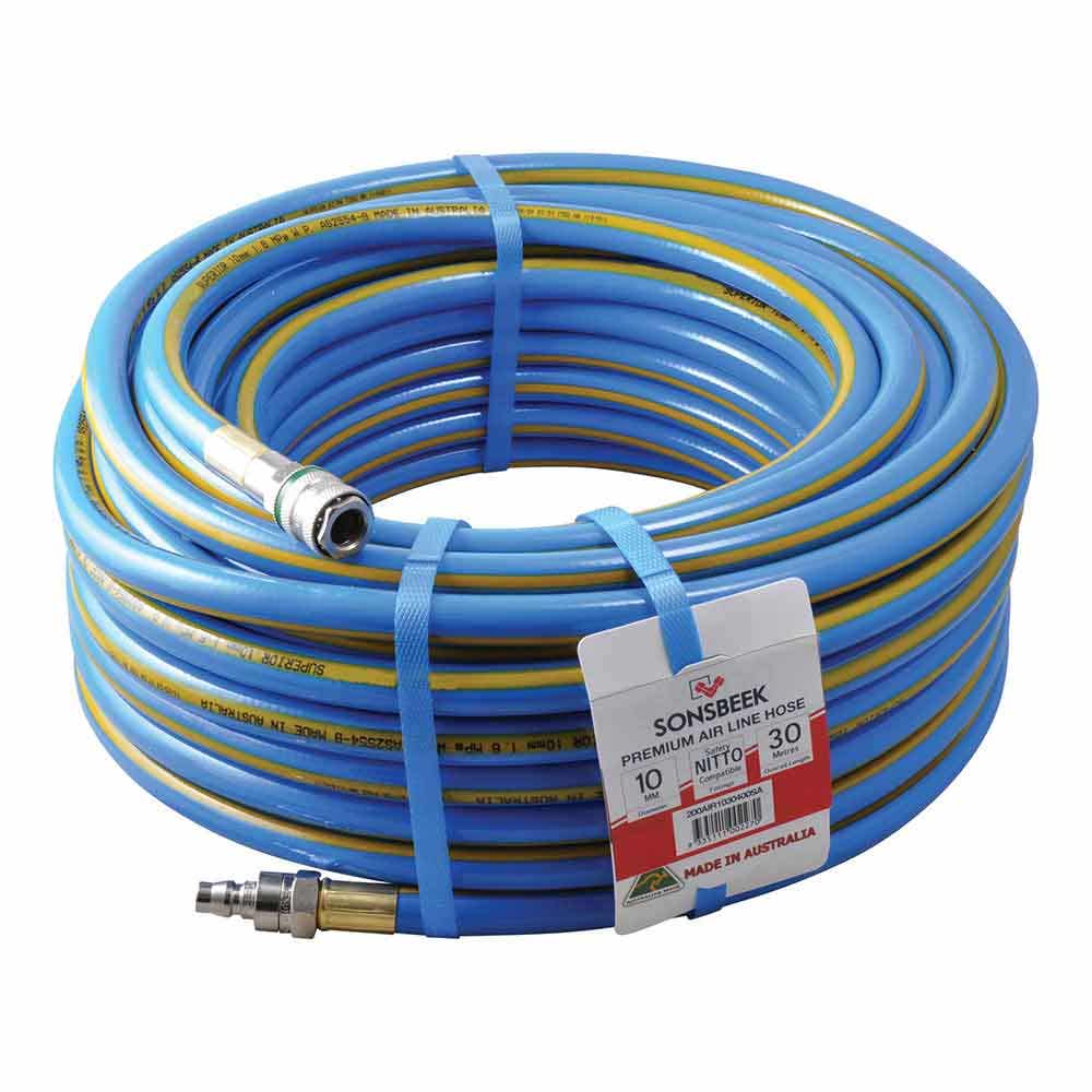 SONSBEEK Air Hose 10mm x 30m Nitto Style and Safety Adaptor 200AIR1030400SA