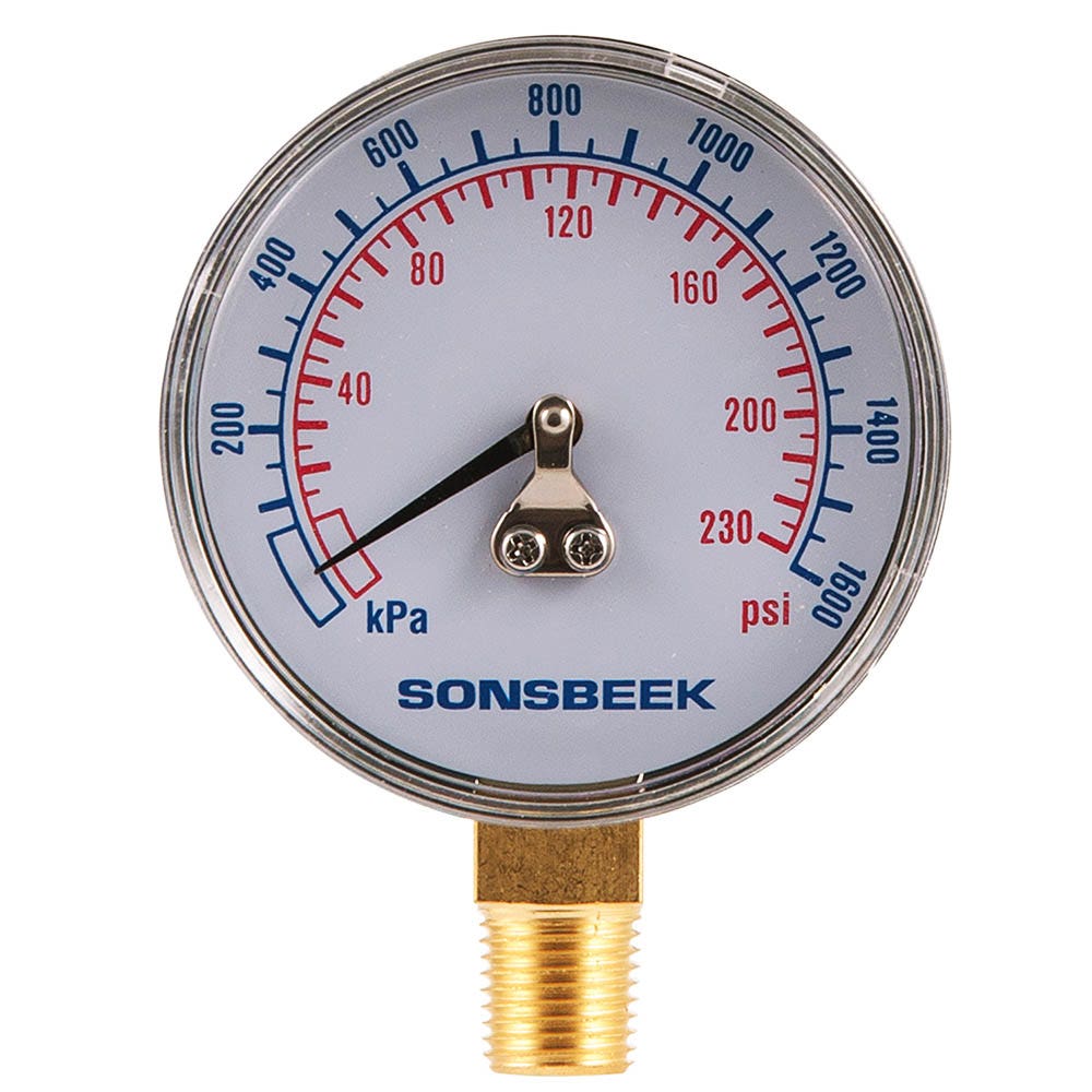 SONSBEEK GAUGE PRESSURE 0-230PSI 1 4inch BSP 63MM DIAL BOTTOM ENTR