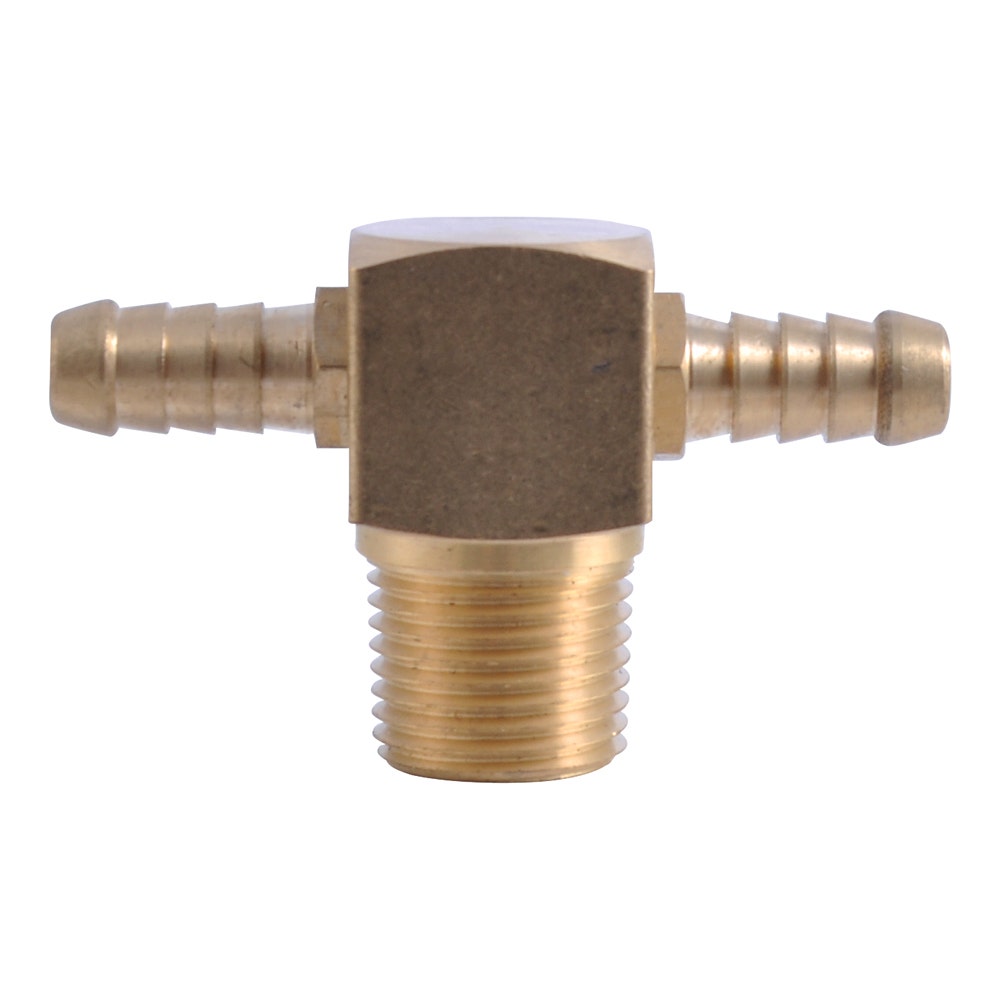 SONSBEEK T-PIECE 1 2inch BSP MALE 3 8inch BARB BRASS, CARDED