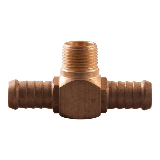 SONSBEEK T-PIECE 3 8inch BSP MALE 1 2inch BARB BRASS, CARDED
