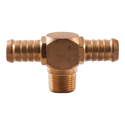 SONSBEEK T-PIECE 3 8inch BSP MALE 1 2inch BARB BRASS, CARDED