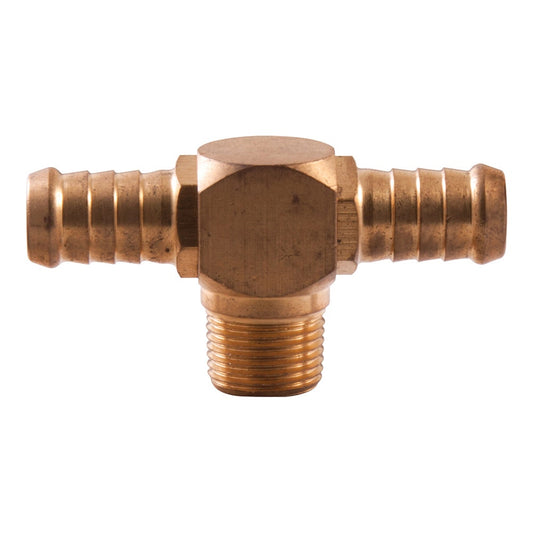 SONSBEEK T-PIECE 3 8inch BSP MALE 1 2inch BARB BRASS, CARDED