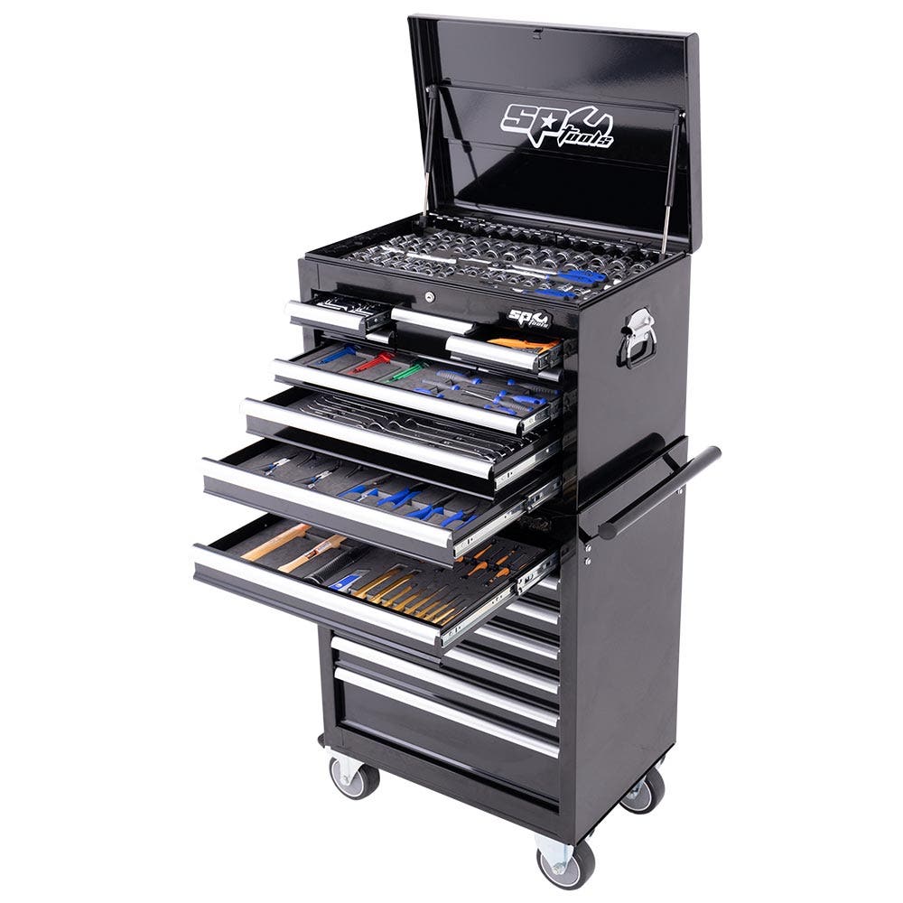 SP TOOLS 307 Piece 15 Drawer Metric SAE Tool Kit - Black SP50105X
