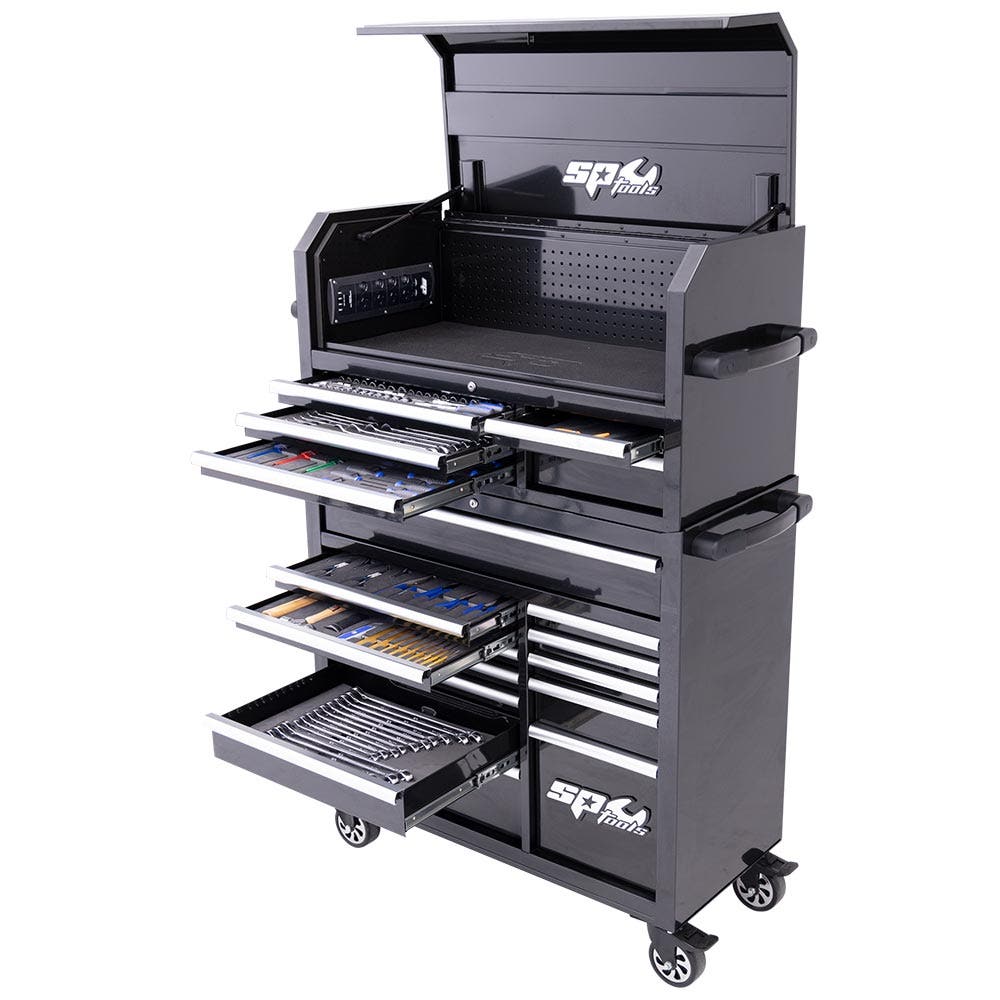 SP TOOLS 333 Piece 18 Drawer Metric SAE Sumo Series Tool Kit - Black SP50553X