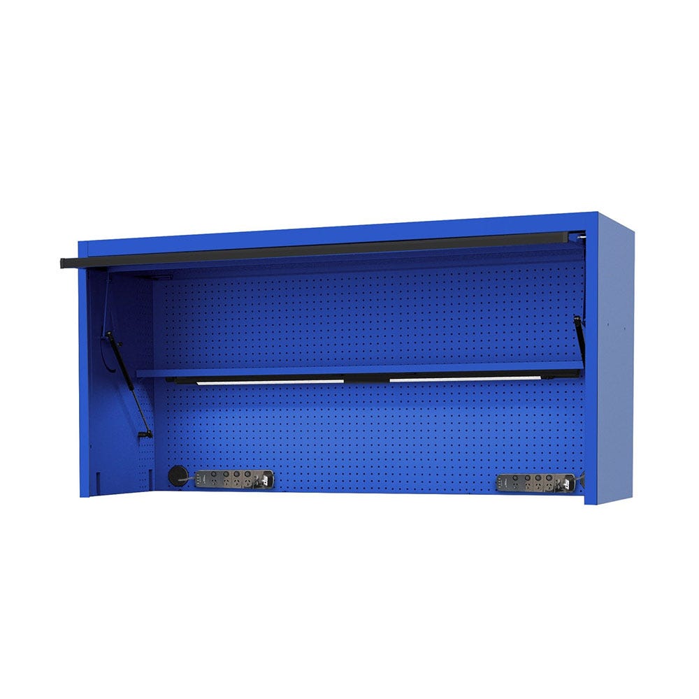 SP TOOLS 73inch USA Sumo Series Wide Power Top Hutch - Light-Blue Black SP44830BL