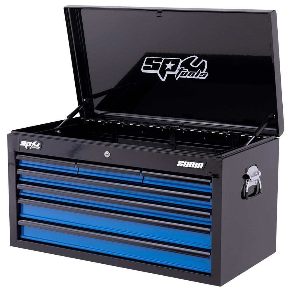 SP TOOLS 7 Drawer Custom Sumo Series Tool Box Black Blue SP40121