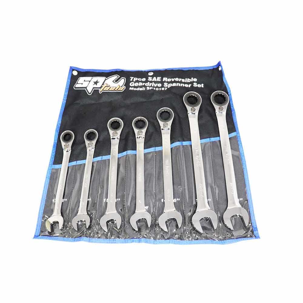 SP TOOLS 7 Piece SAE Reversible Geardrive ROE Spanner Set SP10167