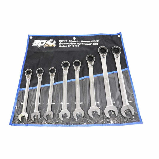 SP TOOLS 8 Piece Metric Reversible Geardrive ROE Spanner Set SP10118