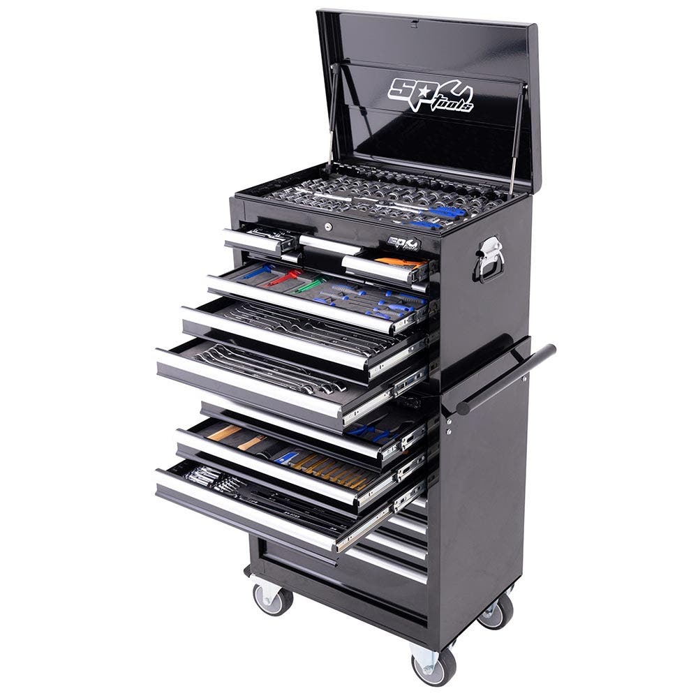 SP TOOLS Metric Sae Tool Kit Black 15 Drawer - 370 Piece SP50110X