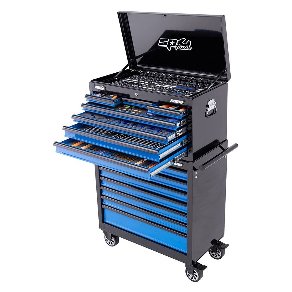 SP TOOLS Metric Sae Tool Kit Black Blue 14 Drawer - 417 Piece SP50176X