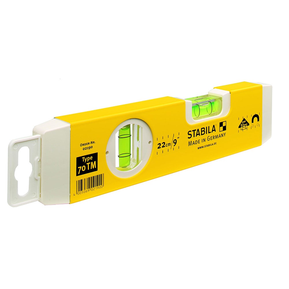 STABILA 214mm Level Spirit Torpedo 2 Vials, Magnetic 70TM 22