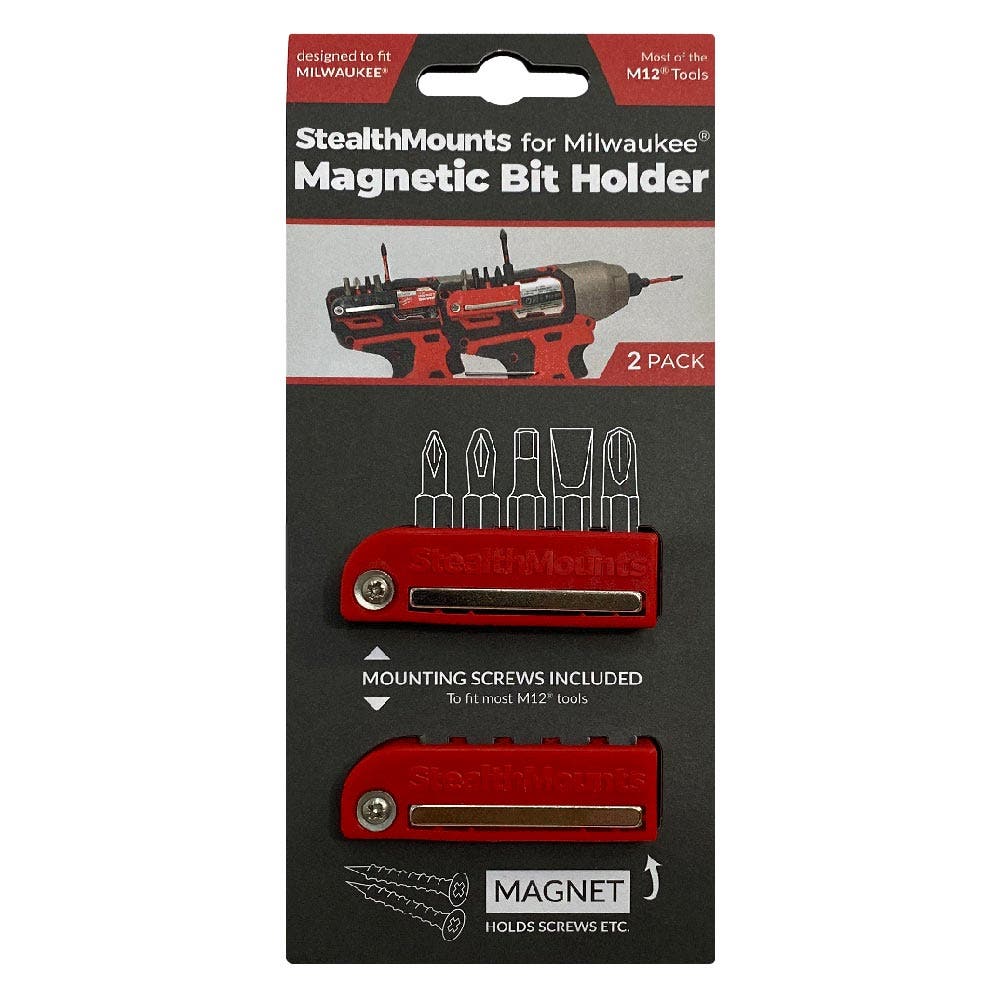 STEALTHMOUNTS 2 Pack Bit Holder for Milwaukee M12 Red BH-MW12-RED-2