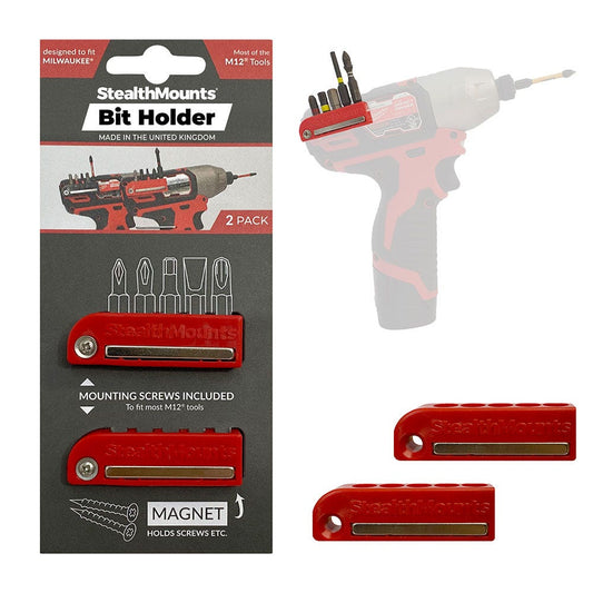 STEALTHMOUNTS 2 Pack Bit Holder for Milwaukee M12 Red BH-MW12-RED-2