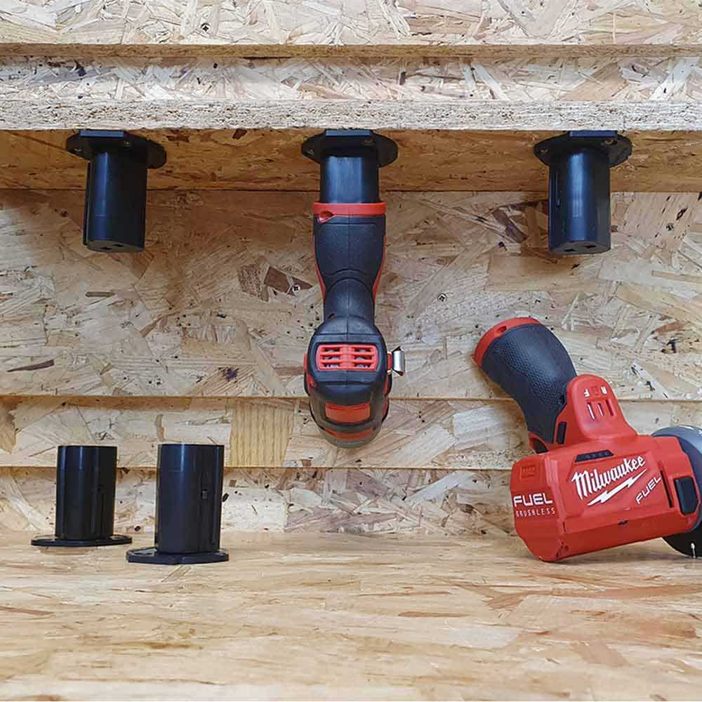 STEALTHMOUNTS 3 Piece Mount Holder for Milwaukee M12 Tools Black TM-MW12-BLK-3