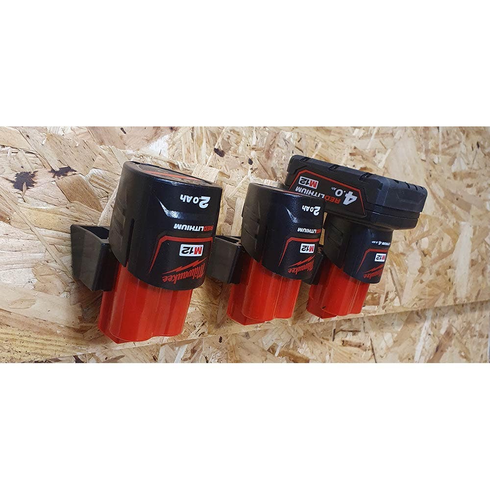 STEALTHMOUNTS 6 Piece Mount Holder for Milwaukee M12 Battery Black BM-MW12-BLK-6