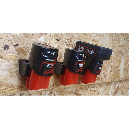 STEALTHMOUNTS 6 Piece Mount Holder for Milwaukee M12 Battery Black BM-MW12-BLK-6