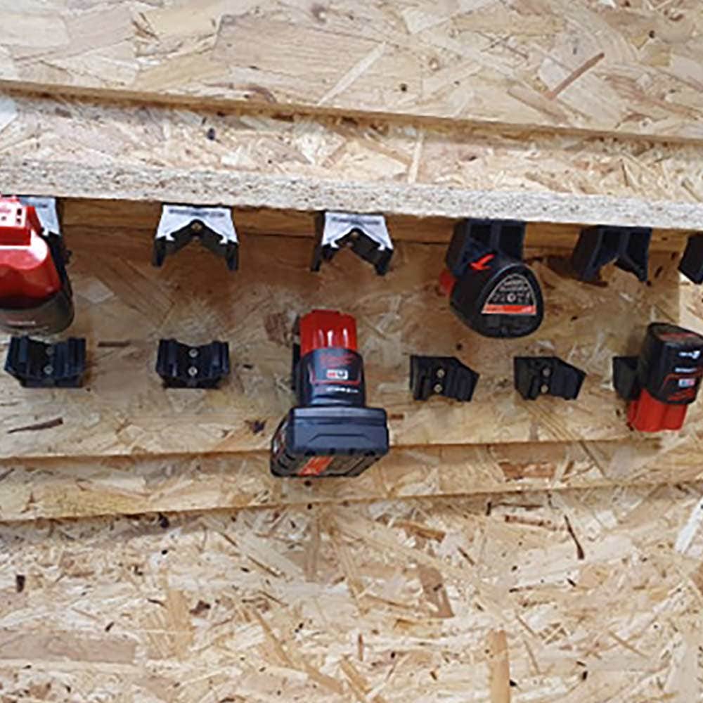STEALTHMOUNTS 6 Piece Mount Holder for Milwaukee M12 Battery Black BM-MW12-BLK-6