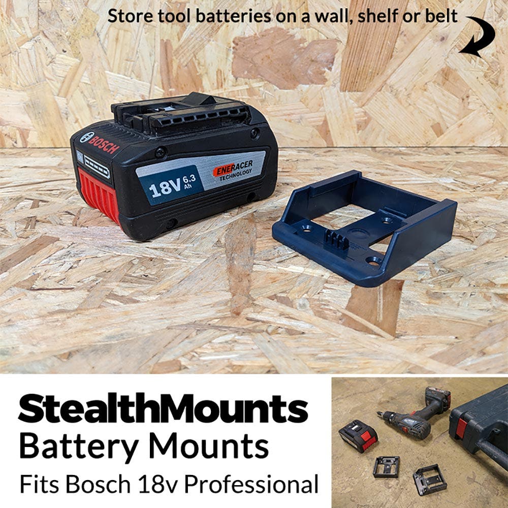 STEALTHMOUNTS Battery Mount Holder for Bosch 18V - 6 Pack
