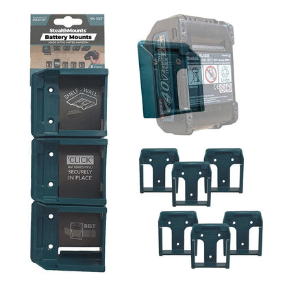 STEALTHMOUNTS Battery Mount Holder for Makita Blue 40V - 6 Pack BM-MK40-BLU-6
