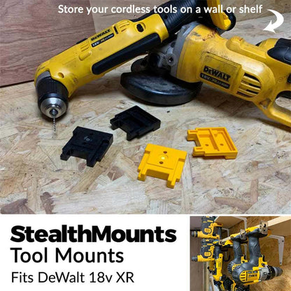 STEALTHMOUNTS DeWalt Tools XR Range 18 20v Tool Mounts Yellow - 4 Piece TMDW18YLW4