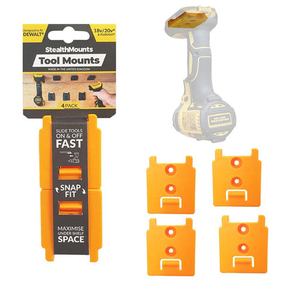 STEALTHMOUNTS DeWalt Tools XR Range 18 20v Tool Mounts Yellow - 4 Piece TMDW18YLW4