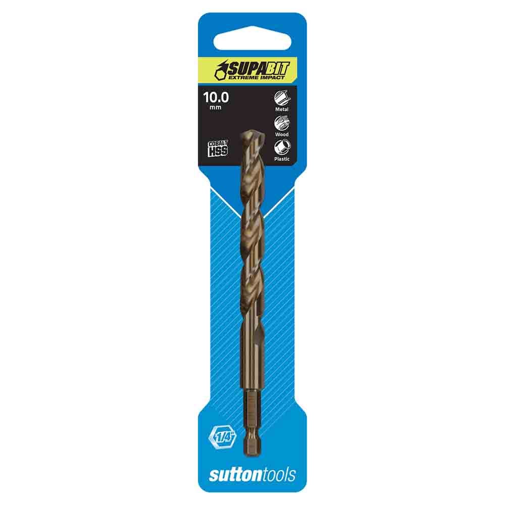 SUTTON 10.0mm 1 4-Hx Drill Bit HSS Co Metal Supabit D2131000