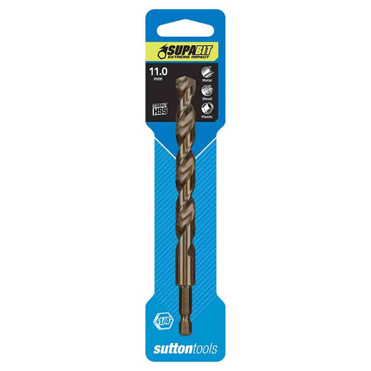 SUTTON 11.0mm 1 4-Hx Drill Bit HSS Co Metal Supabit D2131100