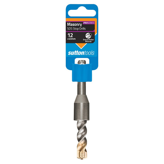 SUTTON 12x110mm 3-Cut DEPTH STOP SDS Plus TCT Masonry Drill Bit D6171200