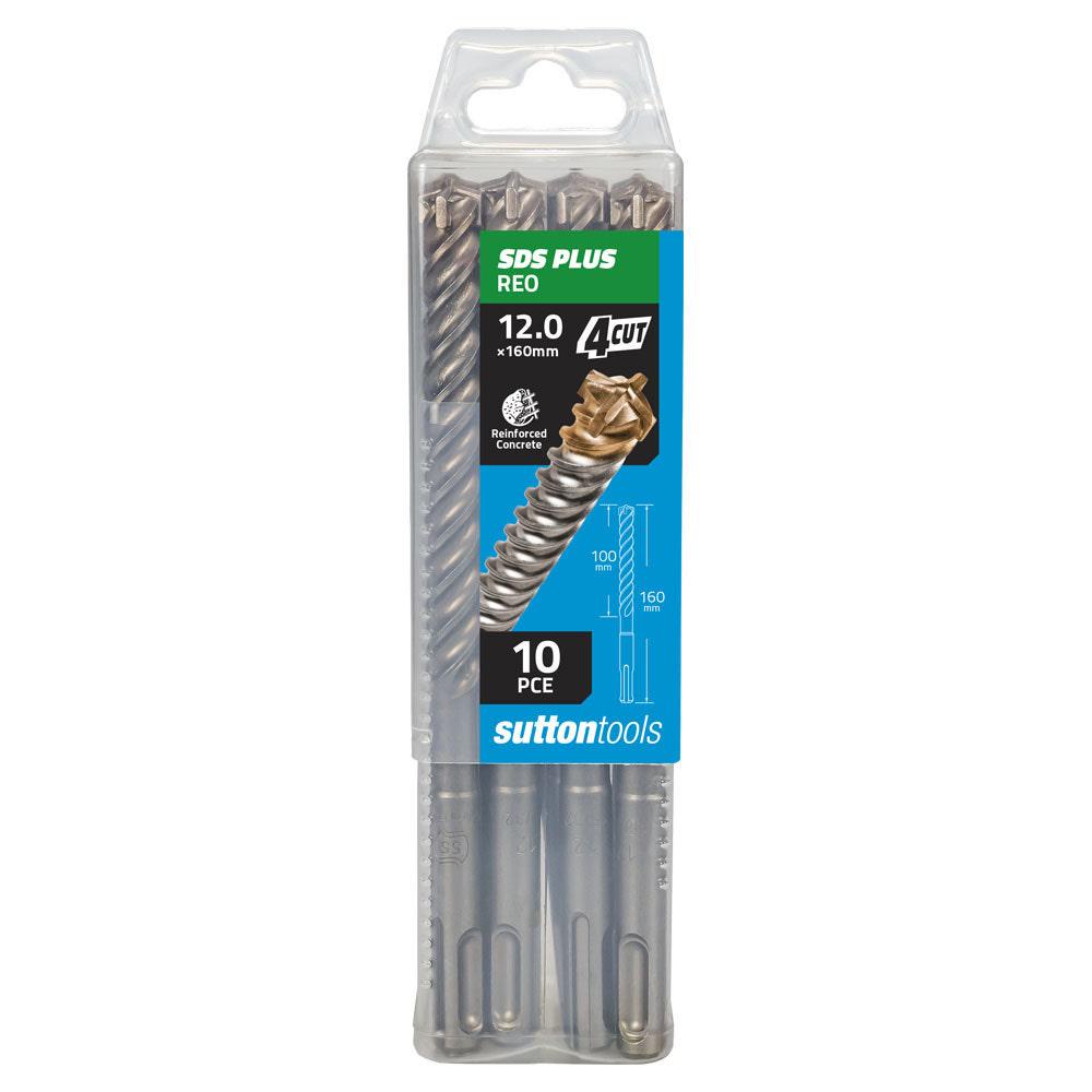 SUTTON 12x160mm 4-Cut SDS Plus TCT Masonry Drill Bit - 10 Piece D6821200