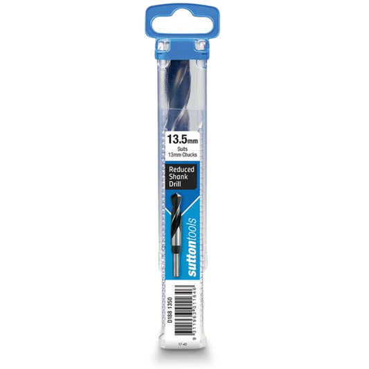 SUTTON 13.5 x 152mm 12.5mm Reduced Shank HSS Metal Drill Bit