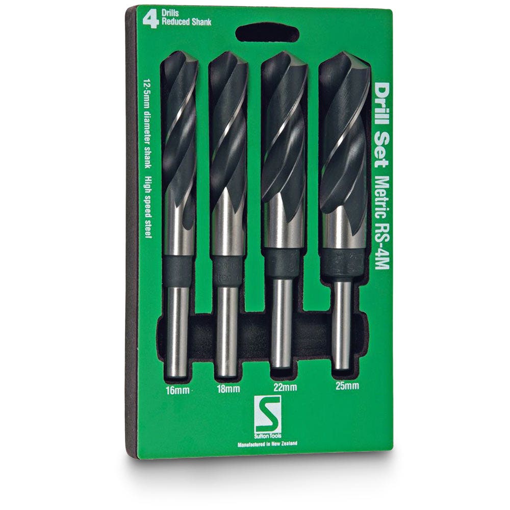 SUTTON 16-25mm Metric HSS-Blue Reduced Shank Metal Drill Bit Set - 4 Piece