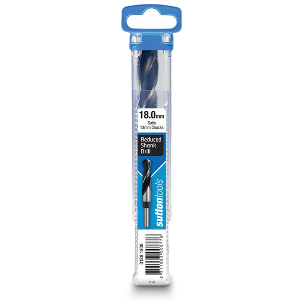 SUTTON 18.0 x 152mm 12.5mm Reduced Shank HSS Metal Drill Bit