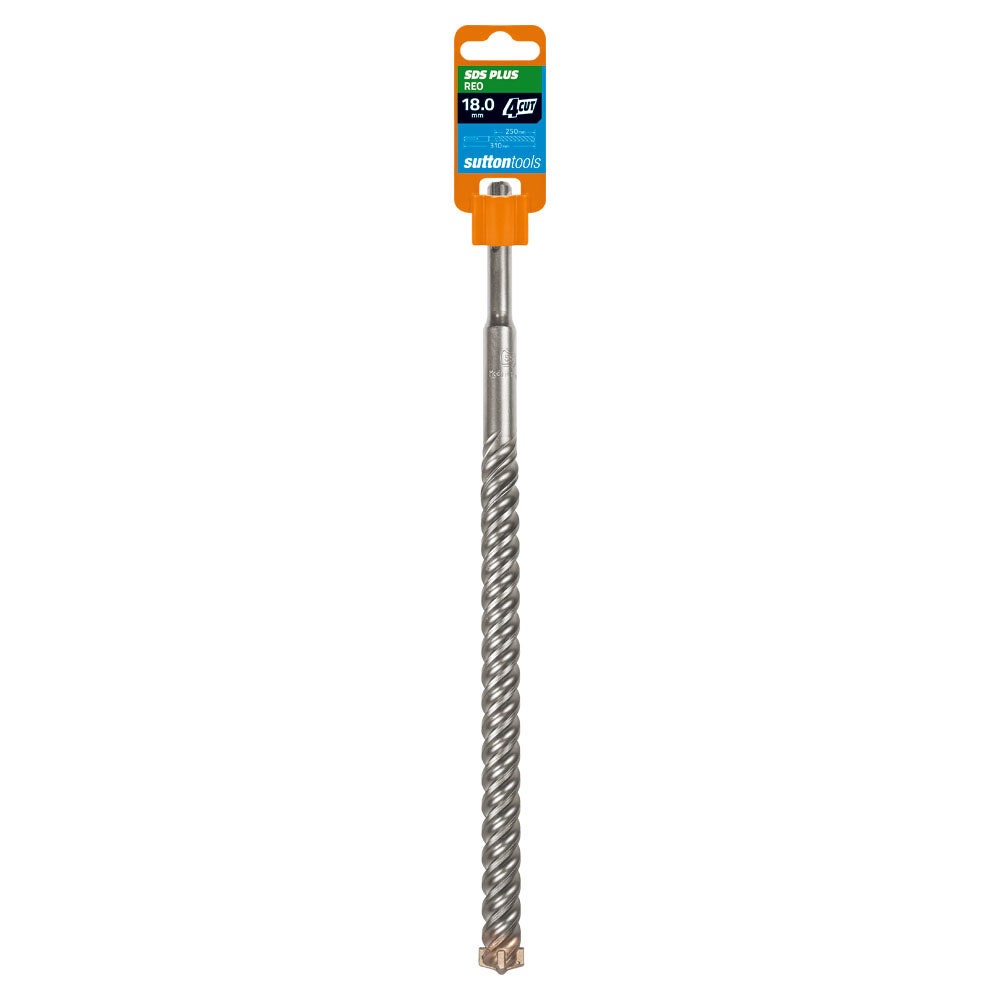 SUTTON 18x310mm 4-Cut REO SDS Plus TCT Masonry Drill Bit D6351800