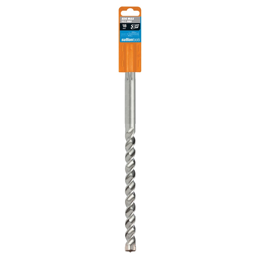 SUTTON 18x340mm 3-Cut REO PRO SDS-Max TCT Masonry Drill Bit D6751800