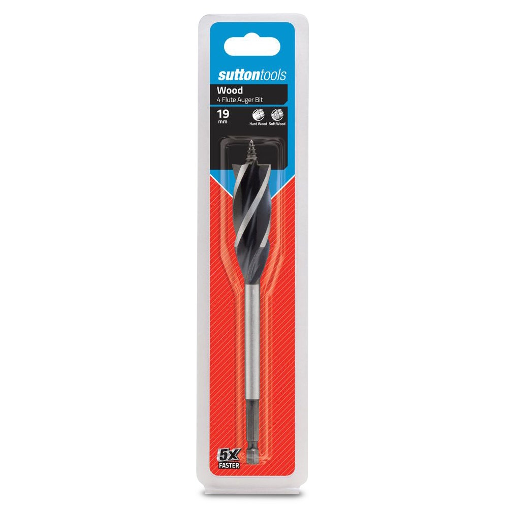 SUTTON 19 x 165mm 7 16 4-Flute Auger Bit D5141900