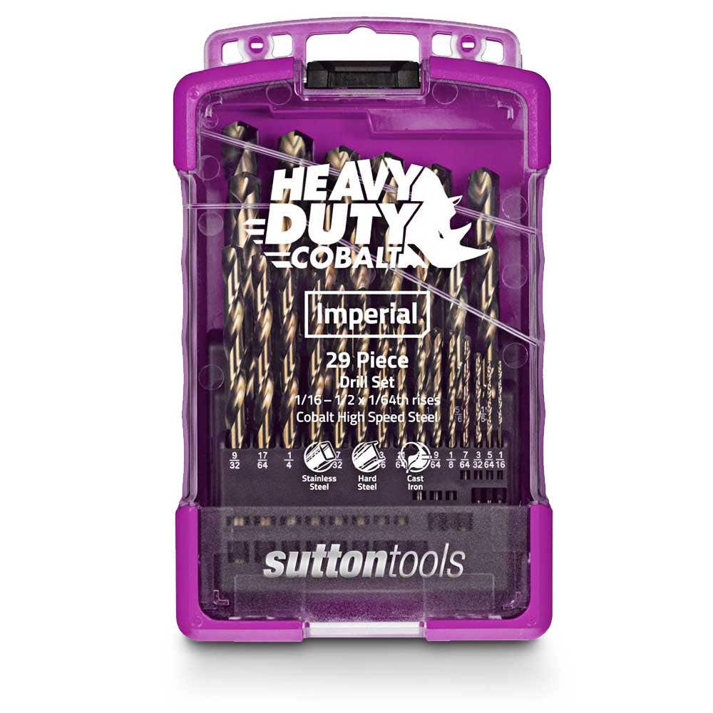 SUTTON 1 16-1 2inch Imperial HSS-Cobalt Jobber Drill Bit Set - HD-COBALT - 29 Piece