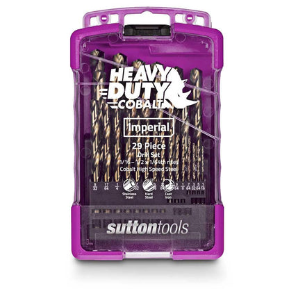 SUTTON 1 16-1 2inch Imperial HSS-Cobalt Jobber Drill Bit Set - HD-COBALT - 29 Piece