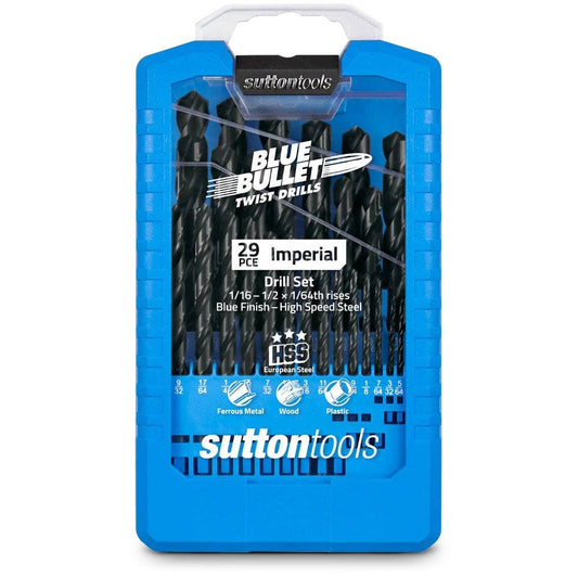 SUTTON 1 16-1 2inch Imperial HSS-Blue Jobber Drill Bit Set - BLUE BULLET - 29 Piece D102S3