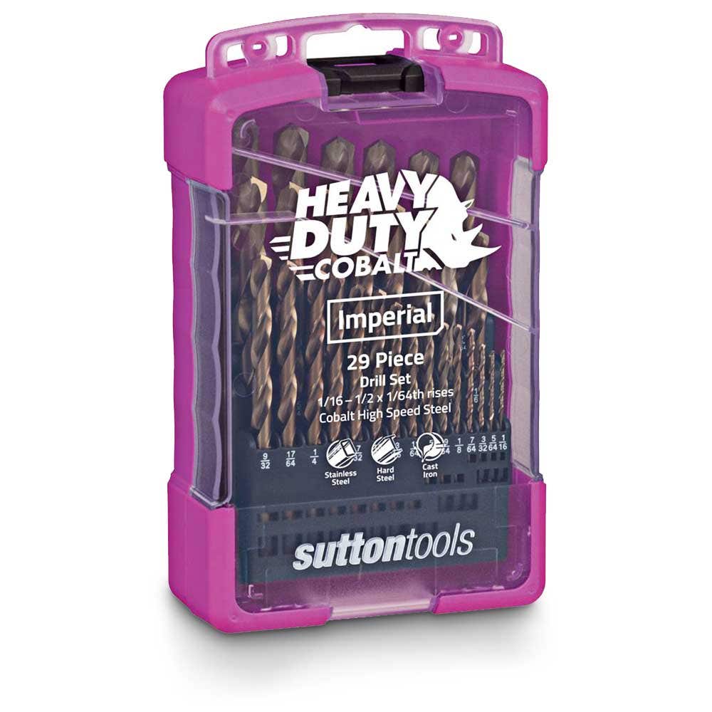 SUTTON 1 16-1 2inch Imperial HSS-Cobalt Jobber Drill Bit Set - HD-COBALT - 29 Piece