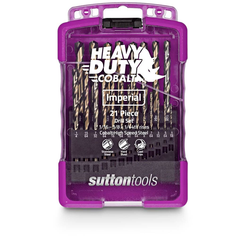 SUTTON 1 16-3 8inch Imperial HSS-Cobalt Jobber Drill Bit Set - HD-COBALT - 21 Piece