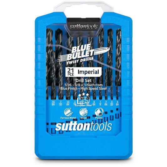 SUTTON 1 16-3 8inch Imperial HSS-Blue Jobber Drill Bit Set - BLUE BULLET - 21 Piece D102S2