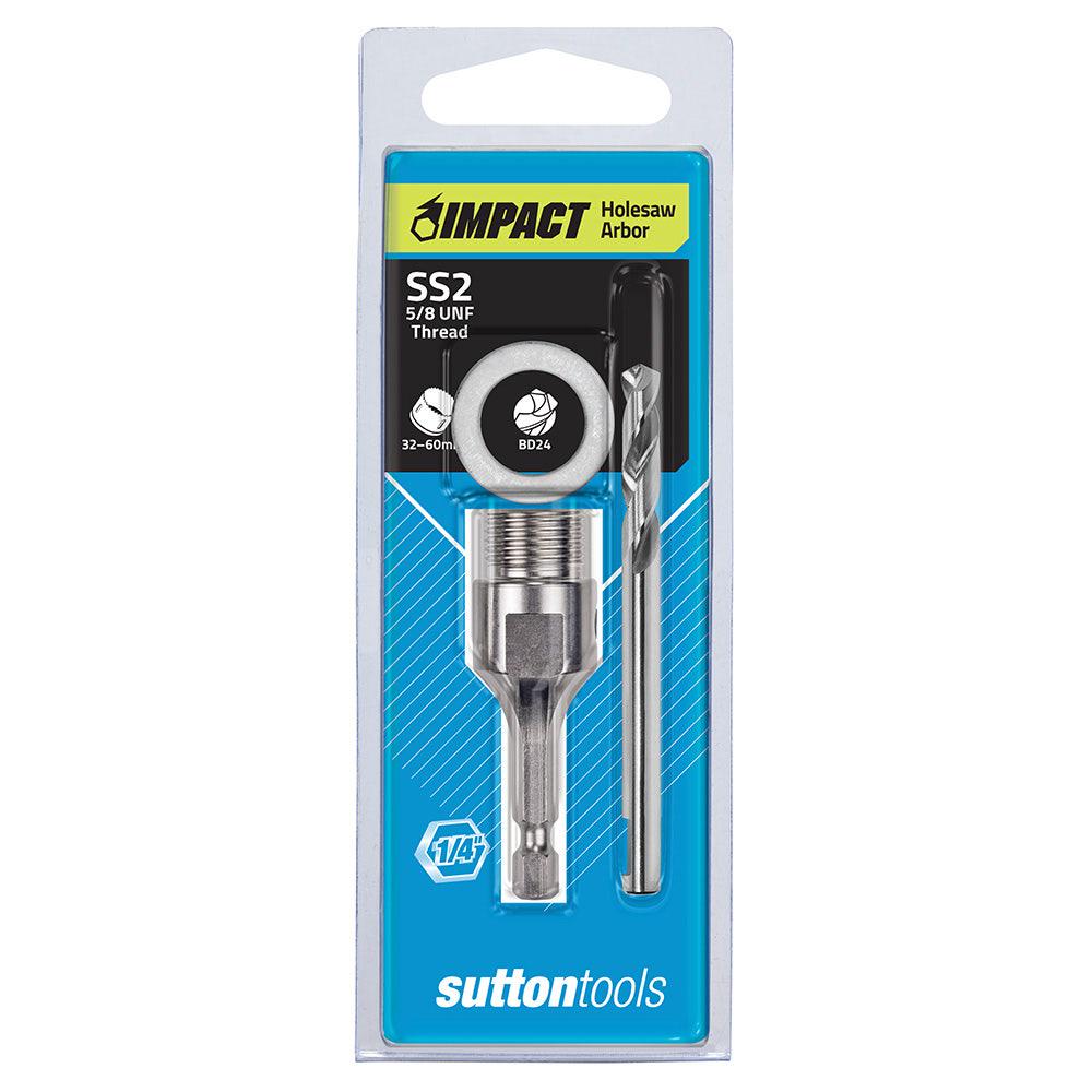SUTTON 1 4-Hex Shank Holesaw Arbor w. HSS Pilot Bit - Suits 32-60mm Holesaws