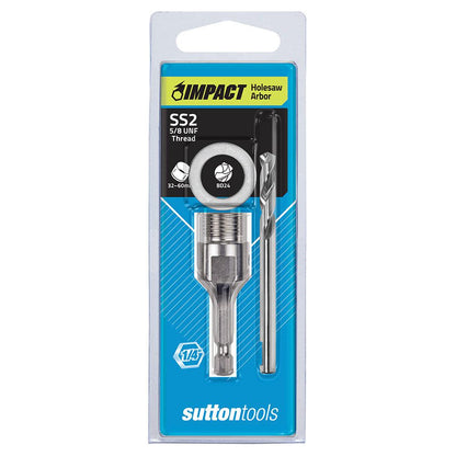 SUTTON 1 4-Hex Shank Holesaw Arbor w. HSS Pilot Bit - Suits 32-60mm Holesaws